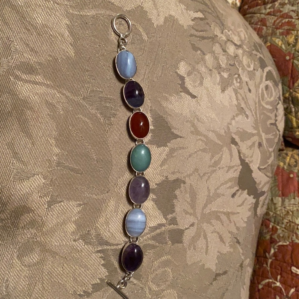 Multi Stone Toggle Bracelet (Sterling Silver)